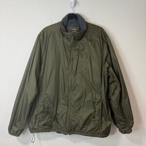 L.L. Bean Men's Jacket Fleece Lined Windbreaker Full Zip Green XXL Reg
